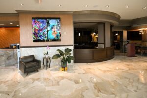 Book your stay with the finest lobby area